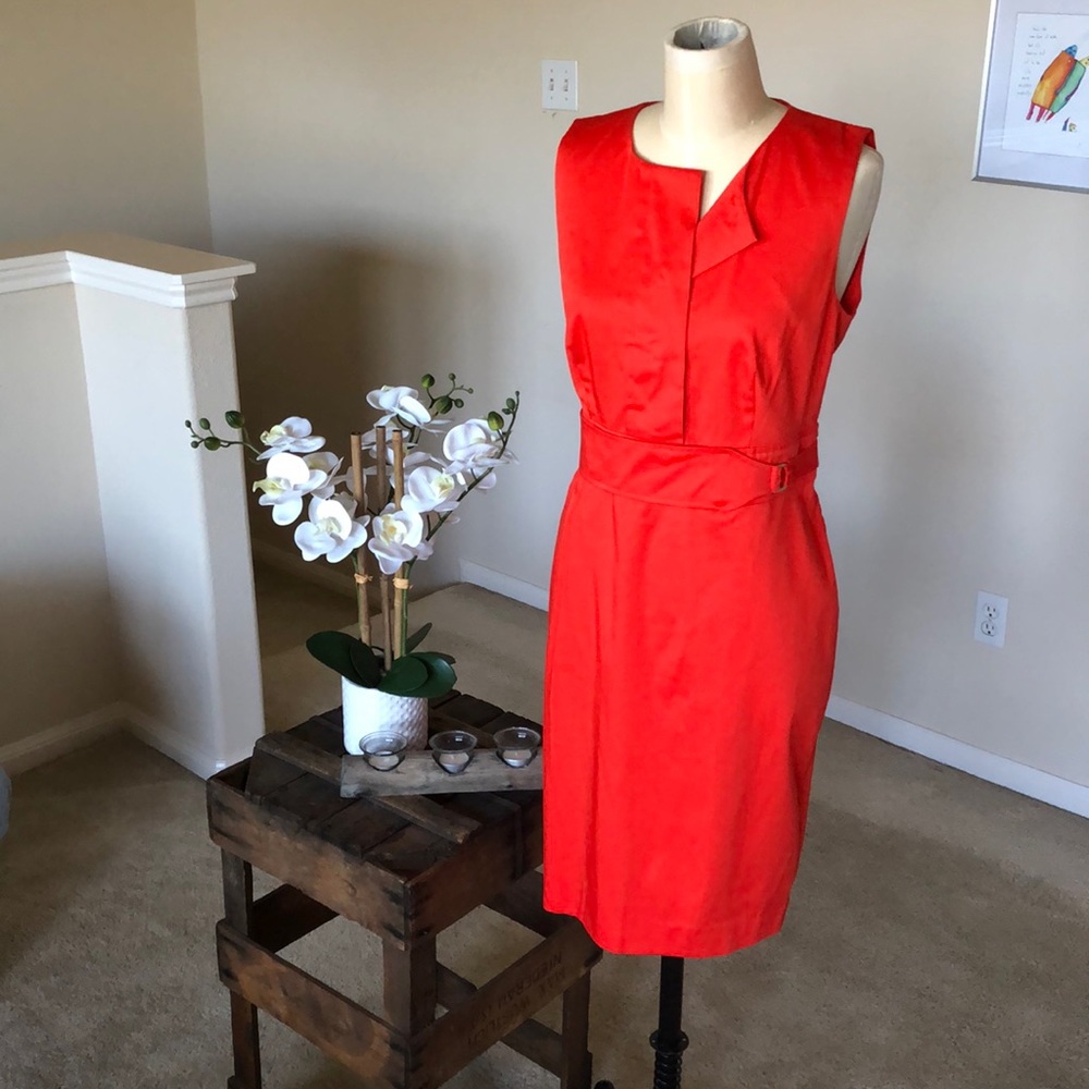 DONNA KARAN BLACK LABEL neon red sheath dress NWOT